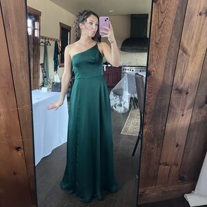 Hunter green bridesmaid dress